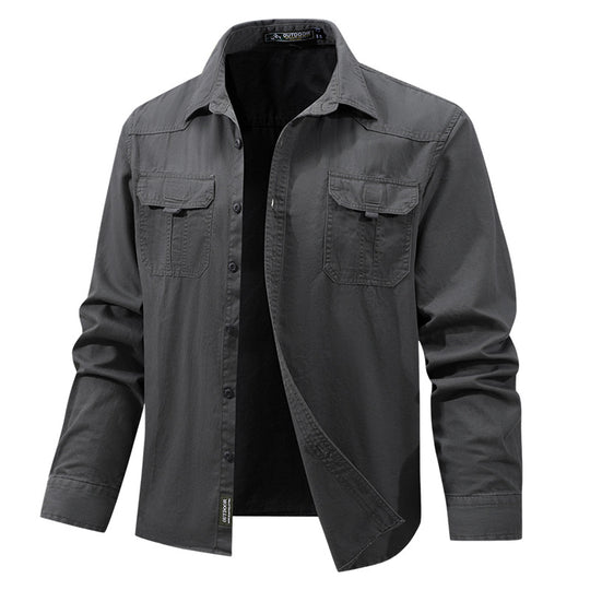 Herren  leichtes Travel-Hemdjacke mit verdeckter Knopfleiste, aufgesetzten Klappbrusttaschen und knitterarmem Baumwoll-Stretch Nord Taschen