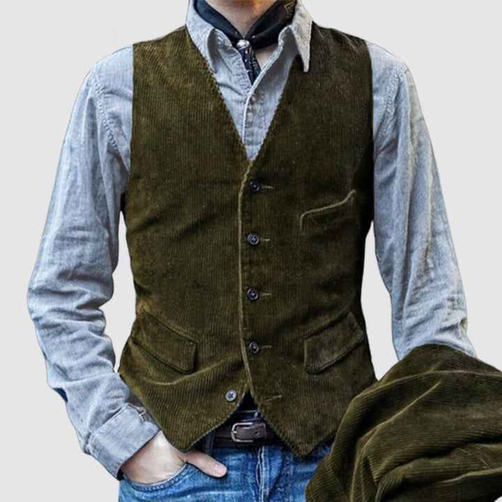 Herren Cordweste mit eleganten Details und funktionalen Taschen