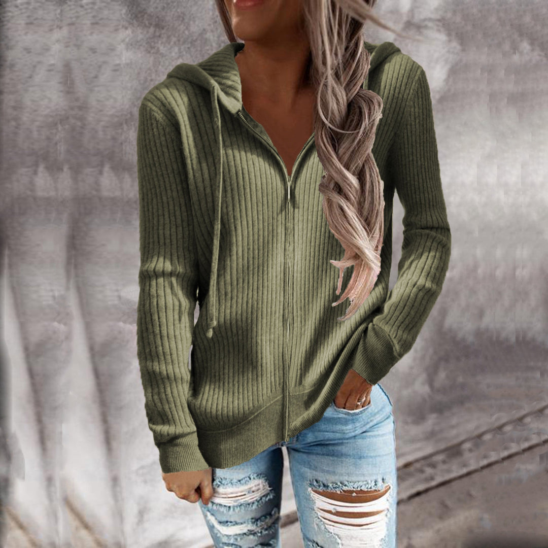 Damen Kapuzenjacke aus strukturiertem Material mit praktischen Taschen