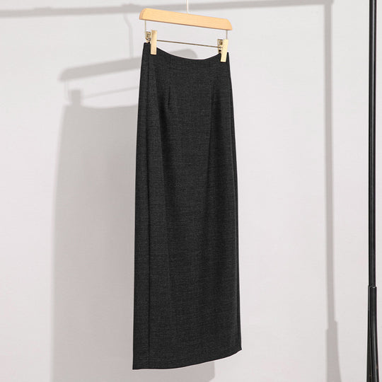 Damen Maxirock aus Feinstrick mit geradem Fall und hoher Taille Nord Taschen
