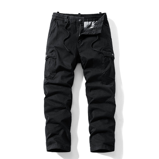 Herren Relaxed-Fit Canvas‑Cargohose mit Elastikbund, verdecktem Tunnelzug und Mehrfach‑Klappentaschen Nord Taschen