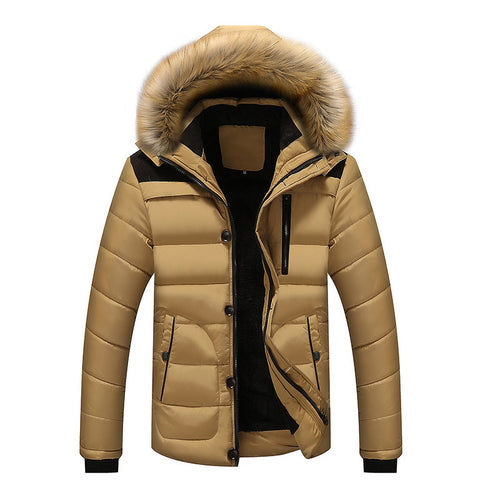 Herren Thermo-Steppparka mit Kapuze, Kunstfellbesatz und Fleece-Innenfutter Nord Taschen
