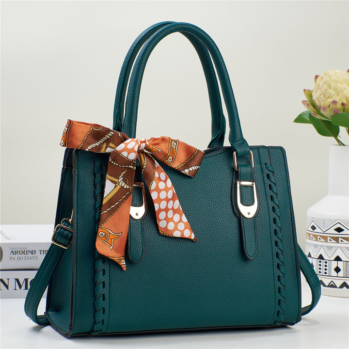 Damen elegante Handtasche mit dekorativem Schal Nord Taschen