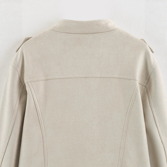 Damen Kurze Military-Jacke mit Zierknopfleiste und Stehkragen Nord Taschen