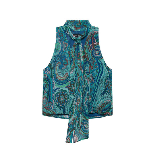 Damen Maxirock mit Paisley-Print, leichtem Fall, Plissee-Details und Taillengürtel Nord Taschen