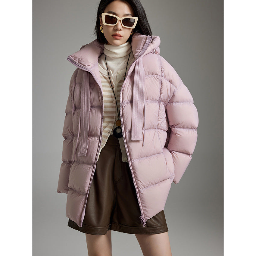 Damen Boxy-Steppjacke mit übergroßem Thermokragen und dekorativen Kordel-Details Nord Taschen
