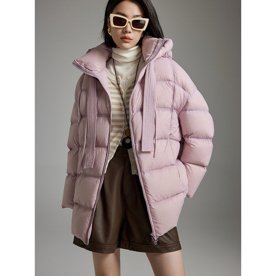 Damen Boxy-Steppjacke mit übergroßem Thermokragen und dekorativen Kordel-Details Nord Taschen