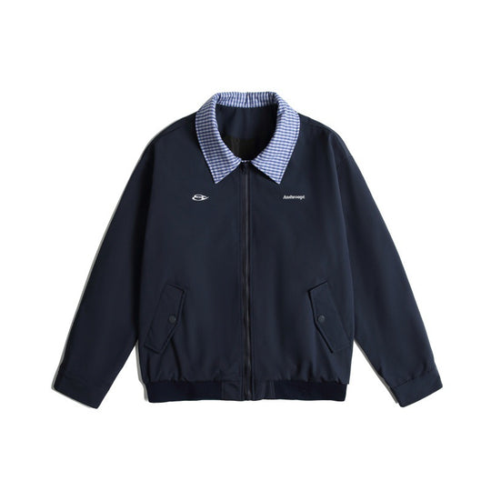 Herren Leichte Harrington-Bomberjacke mit Karierter Hemdkragen und Pattentaschen Nord Taschen