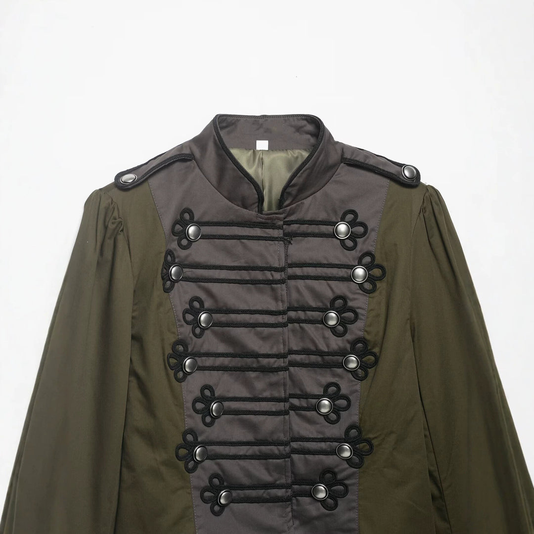 Damen Militärinspirierte Kurzjacke mit Zierkordeln, Stehkragen und Epauletten Nord Taschen