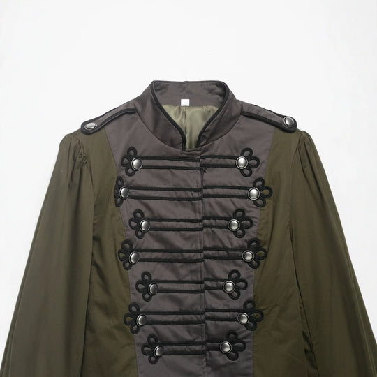 Damen Militärinspirierte Kurzjacke mit Zierkordeln, Stehkragen und Epauletten Nord Taschen