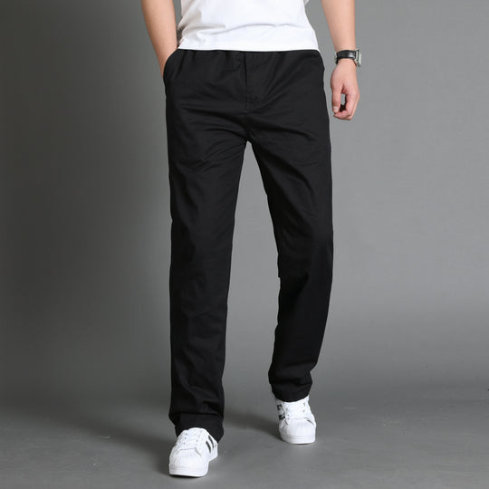 Herren Lässige Canvas-Chinohose mit elastischem Tunnelzugbund, aufgesetzten Taschen & geradem Bein Nord Taschen