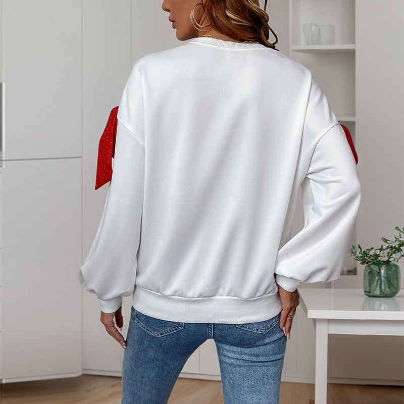 Damen Oversize-Sweatshirt mit dekorativen Schleifen an den Ärmeln Nord Taschen