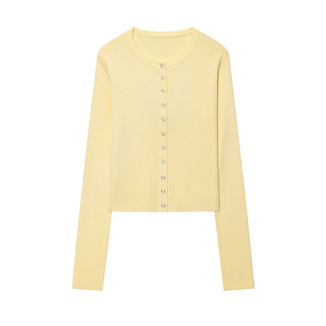 Damen Cropped Feinstrick-Cardigan mit Druckknopfleiste und Rippstruktur Nord Taschen