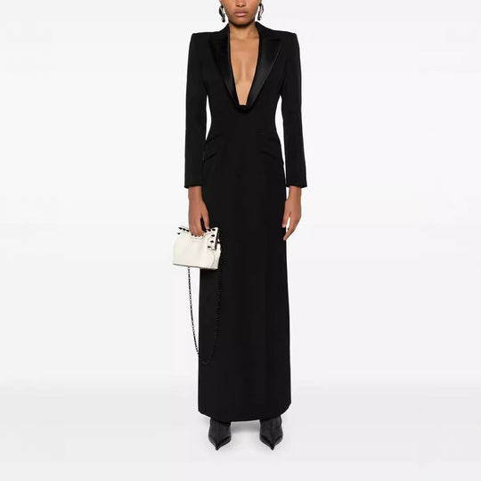 Damen Tailliertes Abend-Maxikleid im Smoking-Blazer-Stil Nord Taschen