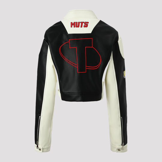 Damen Bikerjacke im Racing-Look mit gestickten Patches und kontrastierenden Ärmeln Nord Taschen