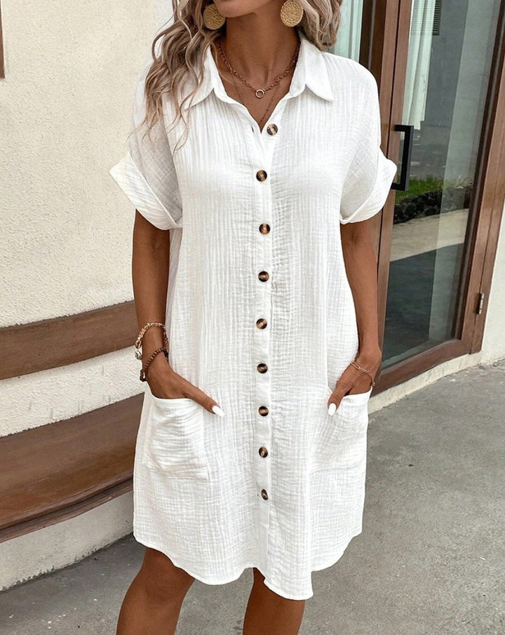 Damen Hemdkleid mit Knopfleiste und praktischen Taschen