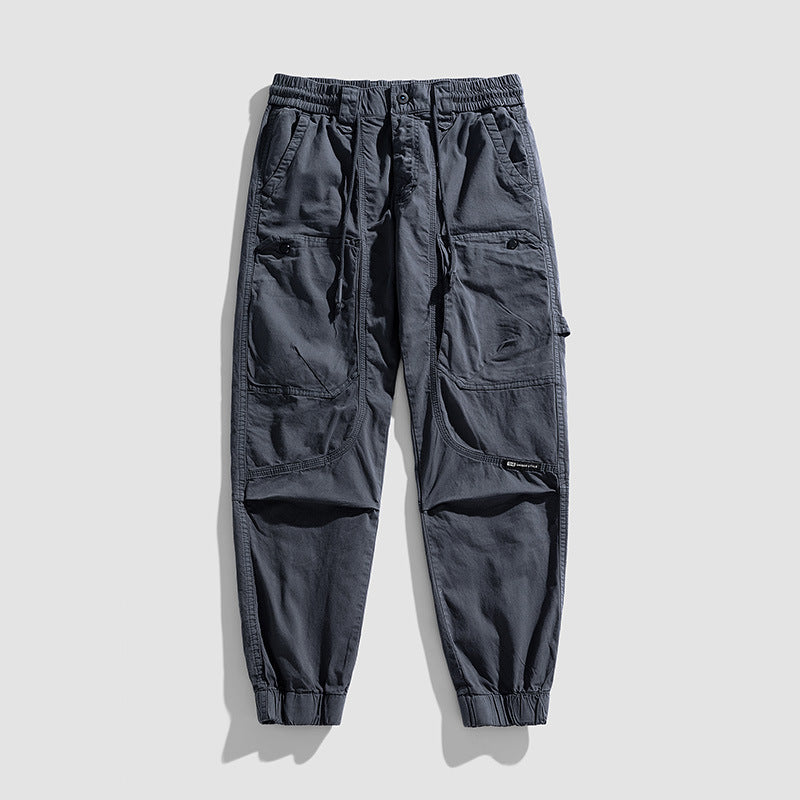 Herren Konisch geschnittene Utility-Cargohose mit Tunnelzugbund, Kniepaneelen und Knöchelbündchen Nord Taschen