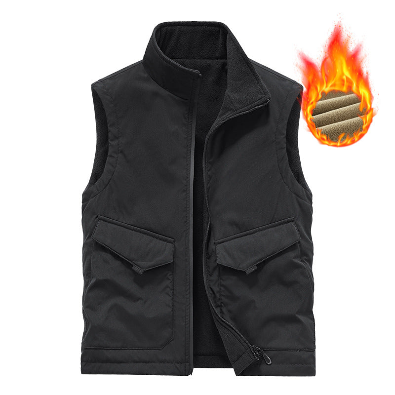 Herren Thermo-Fleeceweste mit weichem Teddyfleece, Stehkragen und Fronttaschen Nord Taschen