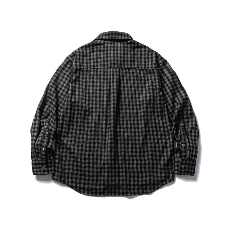 Unisex Oversize-Karo-Flanellhemd mit Hemdkragen, Button-Front und abgerundetem Saum Nord Taschen