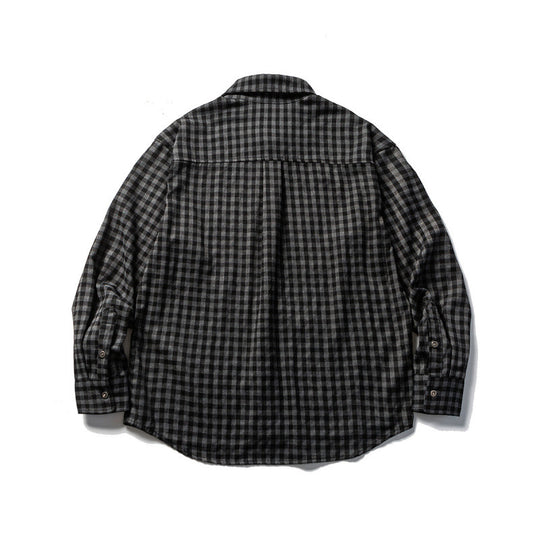 Unisex Oversize-Karo-Flanellhemd mit Hemdkragen, Button-Front und abgerundetem Saum Nord Taschen