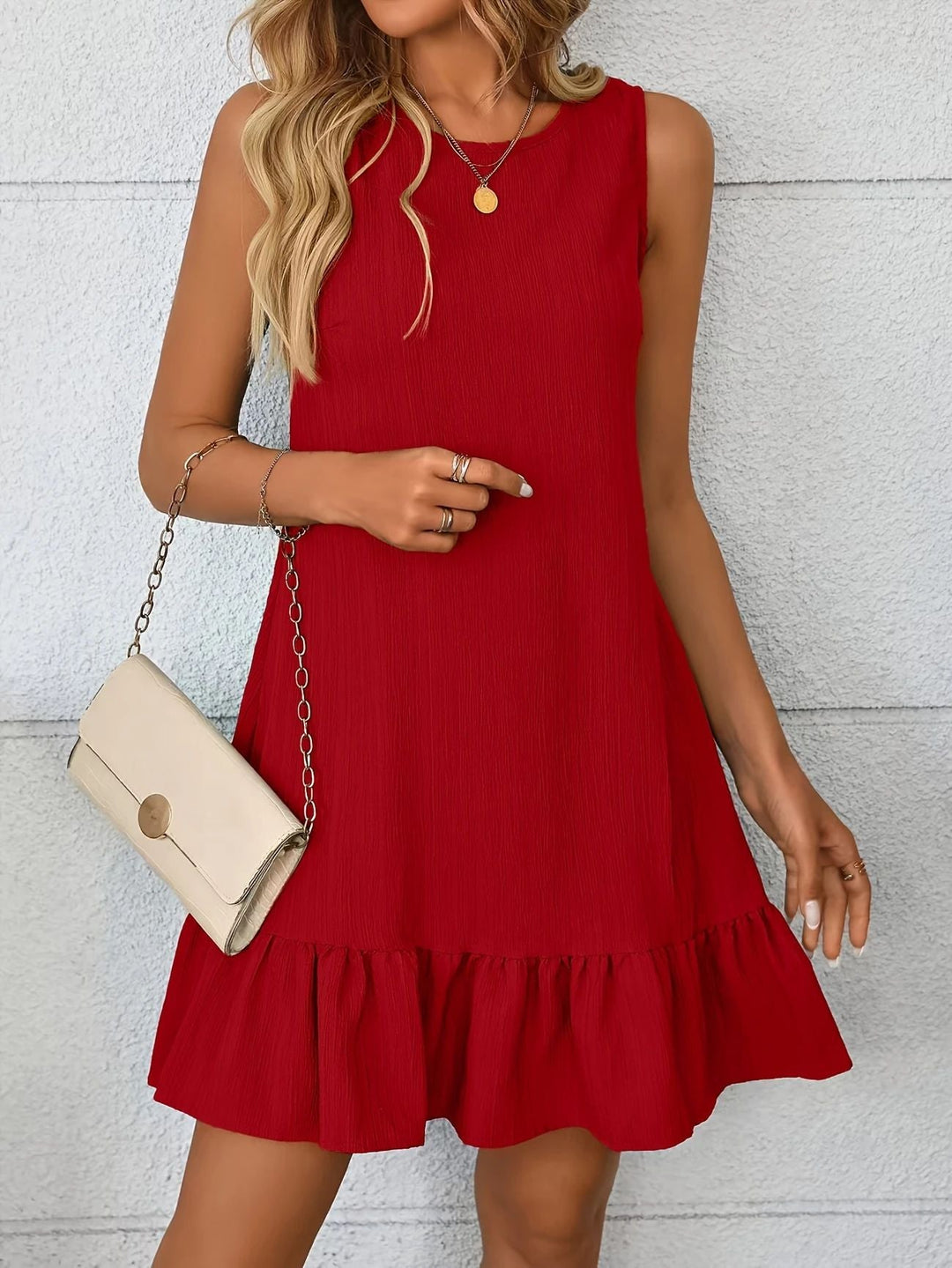 Damen lässiges Sommerkleid mit Rüschensaum und leichtem Material