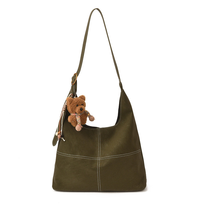 Damen moderne Wildleder-Handtasche mit verspieltem Anhänger Nord Taschen