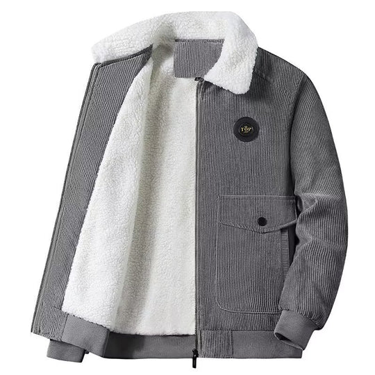 Herren Cord-Workerjacke mit Teddyfutter, Reißverschluss und Pattentasche Nord Taschen