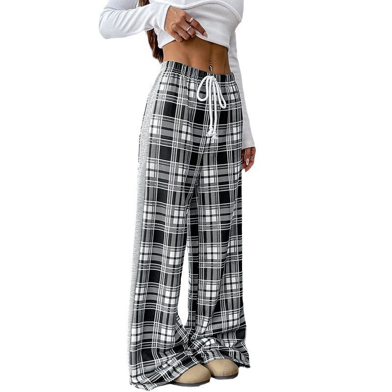 Damen Lässige Karierte Palazzo-Hose Nord Taschen