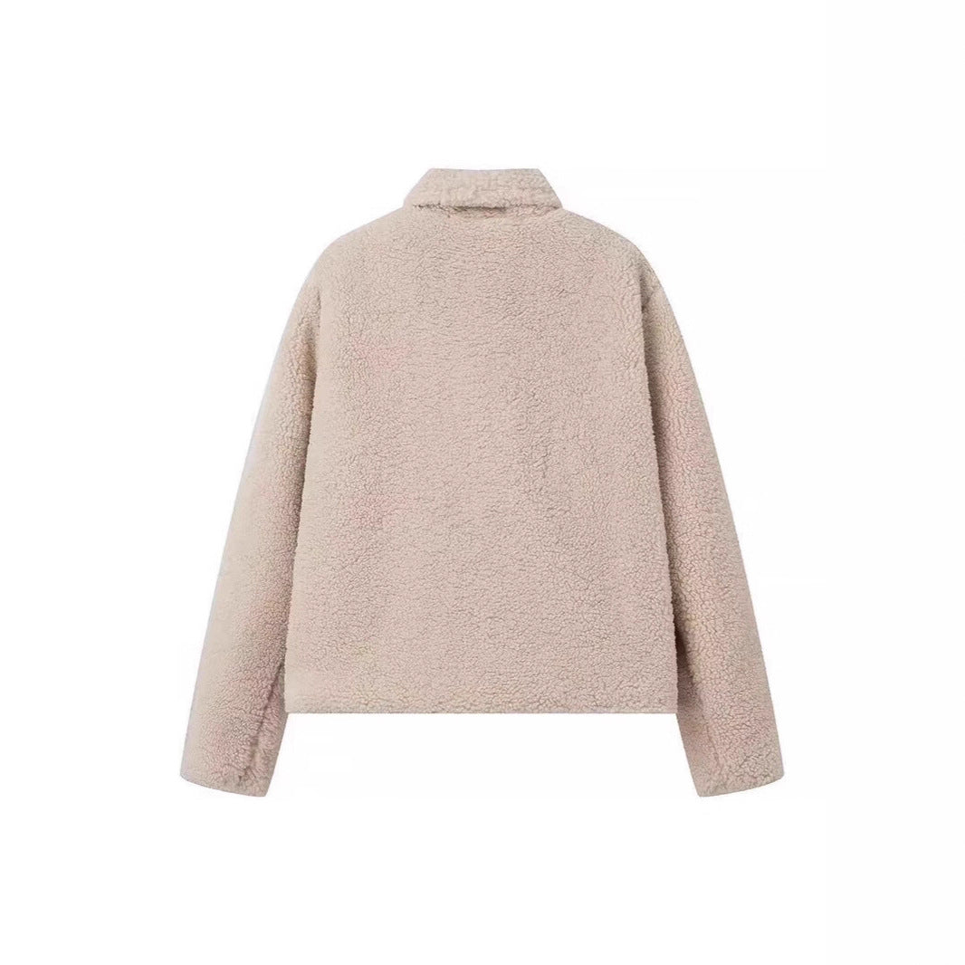 Damen Teddy-Mantel aus Faux-Shearling mit Oversize-Kragen Nord Taschen