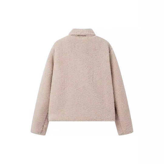 Damen Teddy-Mantel aus Faux-Shearling mit Oversize-Kragen Nord Taschen