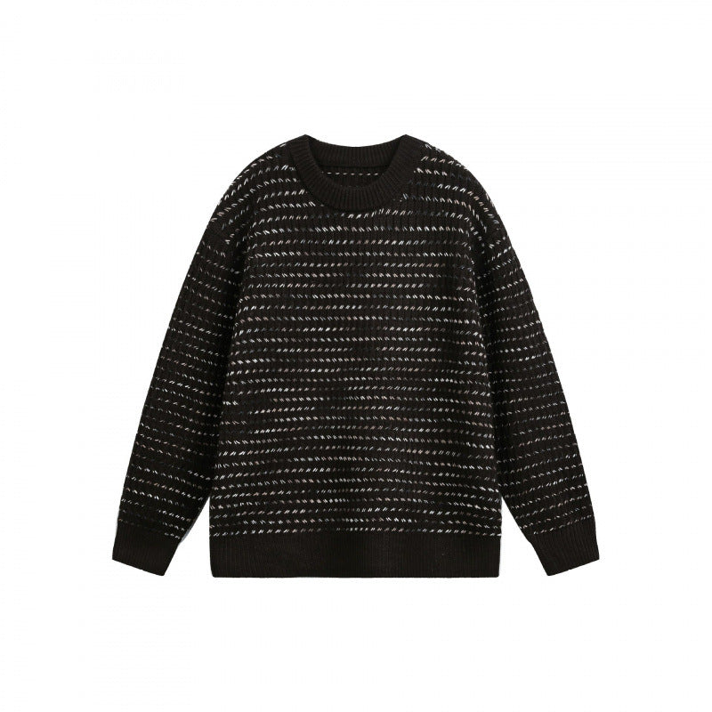 Unisex Feinstrickpullover mit strukturierter Streifenoptik und Rundhalsausschnitt Nord Taschen
