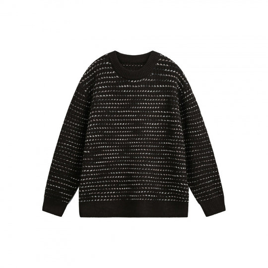 Unisex Feinstrickpullover mit strukturierter Streifenoptik und Rundhalsausschnitt Nord Taschen