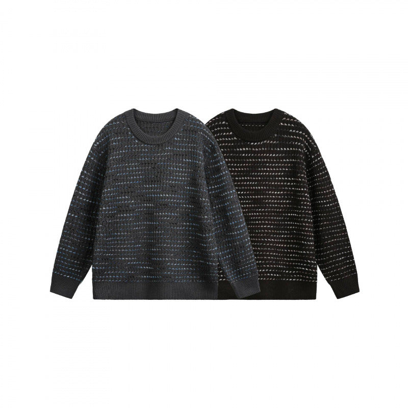 Unisex Feinstrickpullover mit strukturierter Streifenoptik und Rundhalsausschnitt Nord Taschen