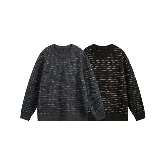 Unisex Feinstrickpullover mit strukturierter Streifenoptik und Rundhalsausschnitt Nord Taschen