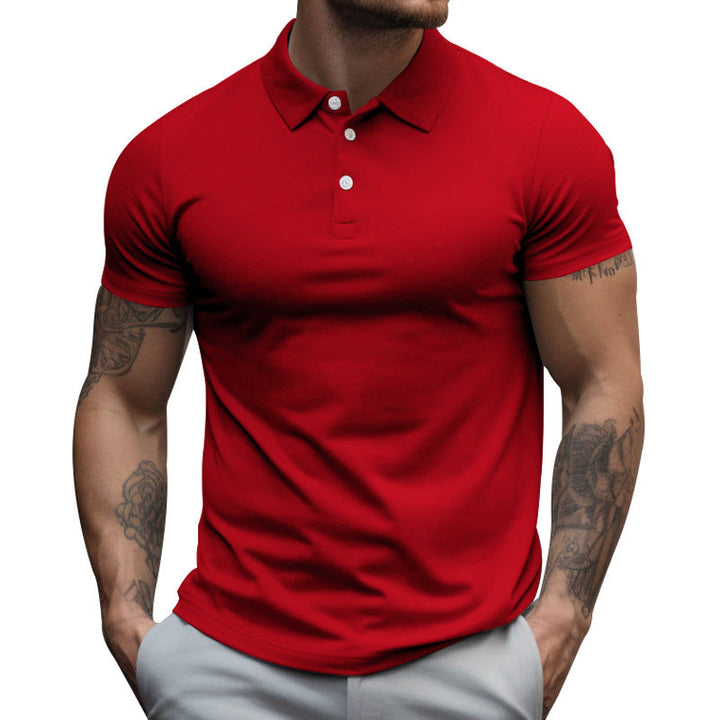 Herren nan tailliertes elastisches Piqué-Poloshirt mit klassischem Kragen