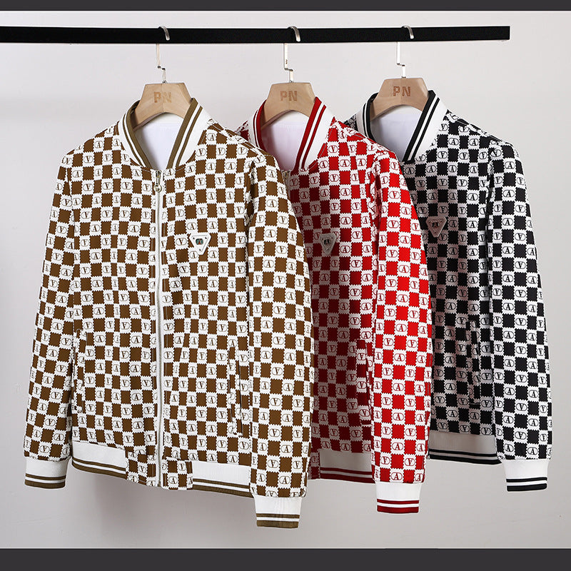 Herren bedruckte Bomberjacke im retro-inspirierten Logo-Muster mit Rippbündchen Nord Taschen