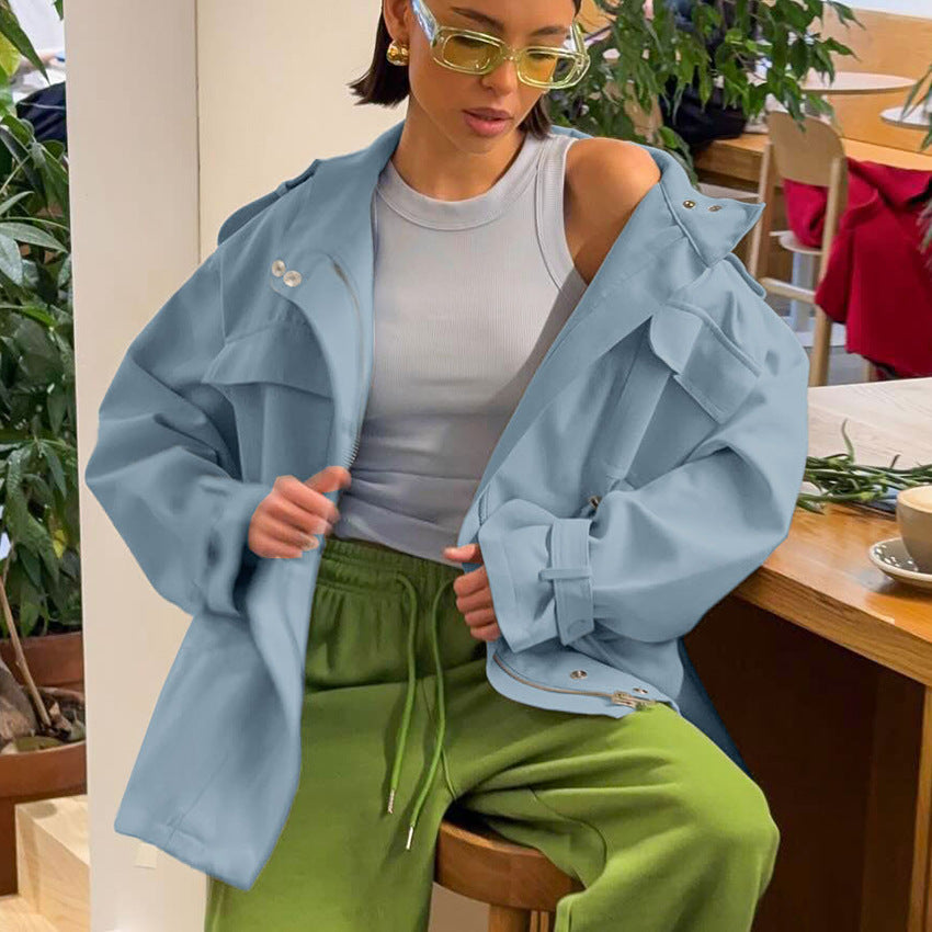 Damen Utility-Parka mit Tunnelzugtaillierung, Pattentaschen und Stehkragen Nord Taschen