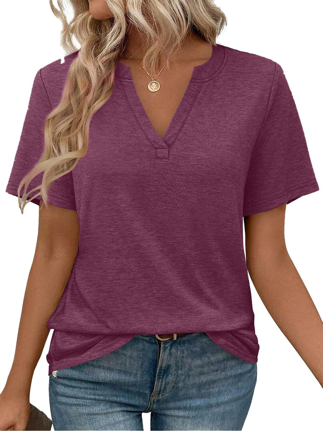 Damen zeitloses V-Ausschnitt T-Shirt mit lässigem Schnitt