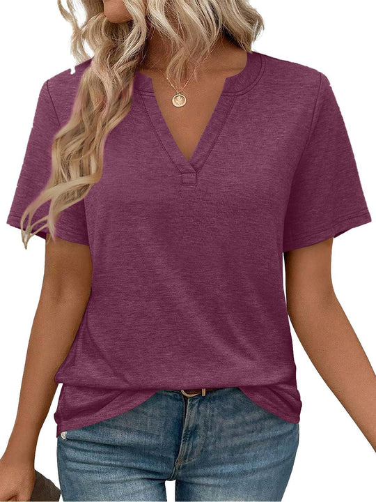 Damen zeitloses V-Ausschnitt T-Shirt mit lässigem Schnitt