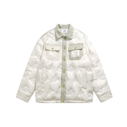 Damen gesteppte Hemdblousonjacke mit Tweedbesatz und Pattentaschen Nord Taschen
