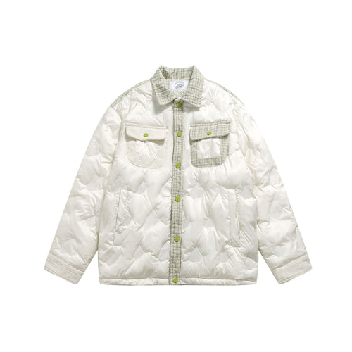 Damen gesteppte Hemdblousonjacke mit Tweedbesatz und Pattentaschen Nord Taschen