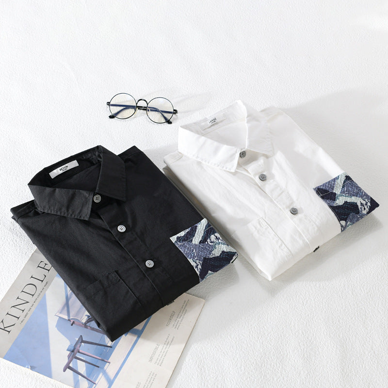 Herren Leichtes Baumwoll-Overshirt mit kontrastierter Patch-Brusttasche im Layering‑Stil Nord Taschen