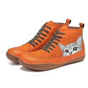 Damen nan High-Top Sneaker mit geprägtem Katzenmotiv weiches Kunstleder und gepolstertes Komfortfußbett Nord Taschen
