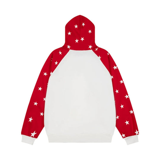 Damen Kapuzenpullover im Raglanstyle mit Sternen‑Allover, Kängurutasche und Vintage‑Print Nord Taschen