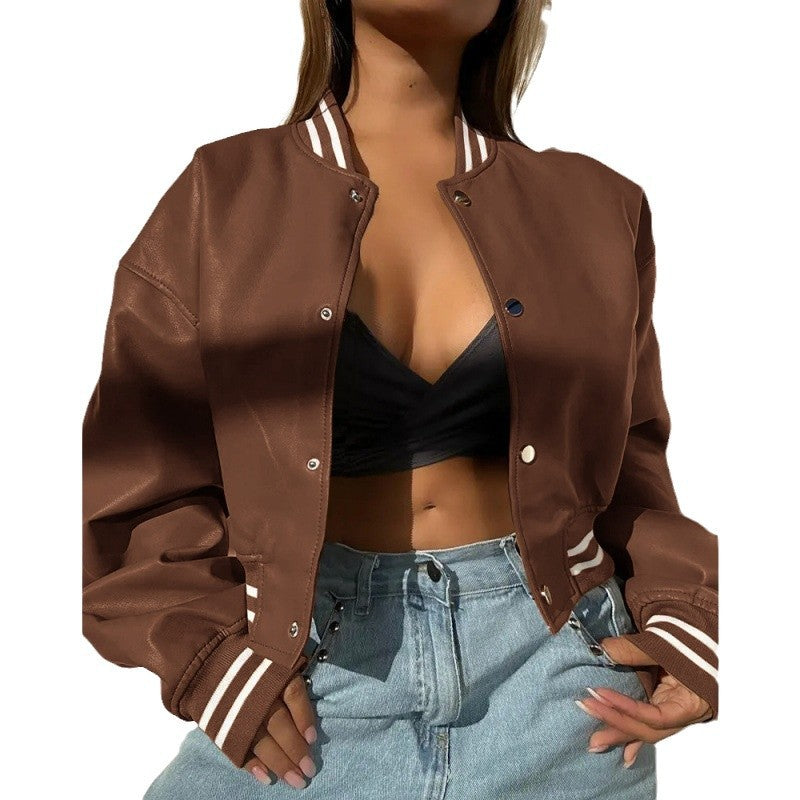 Damen Sportliche cropped Bomberjacke im Vintage-Stil