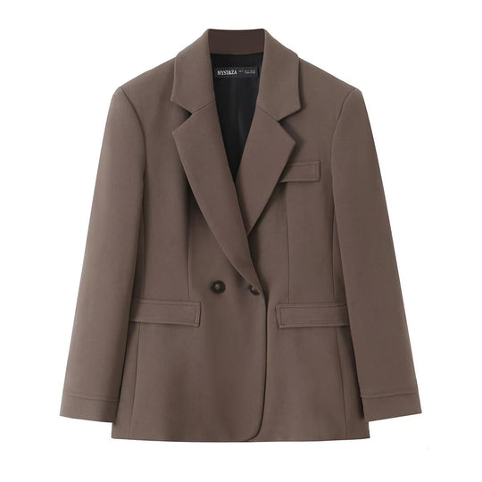 Damen Tailliertes zweiteiliges Blazer- und Bundfaltenhose-Set Nord Taschen