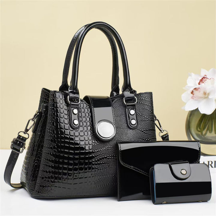 Damen Handtasche mit strukturiertem Croco-Look und abnehmbarem Zubehör Nord Taschen