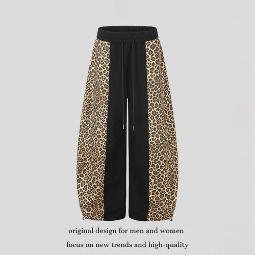 Damen Extraweite Palazzo-Joggpants mit Leo-Panelen, Tunnelzugbund und verstellbarem Saum Nord Taschen