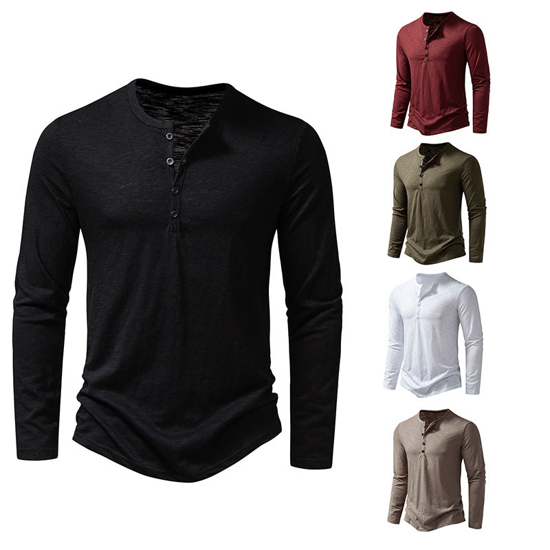 Herren Feinstrick-Henley mit Rundhalsausschnitt, verdeckter Knopfleiste und figurbetonter Passform Nord Taschen