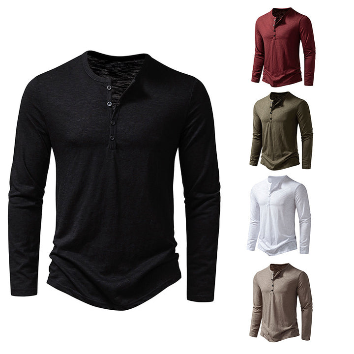 Herren Feinstrick-Henley mit Rundhalsausschnitt, verdeckter Knopfleiste und figurbetonter Passform Nord Taschen